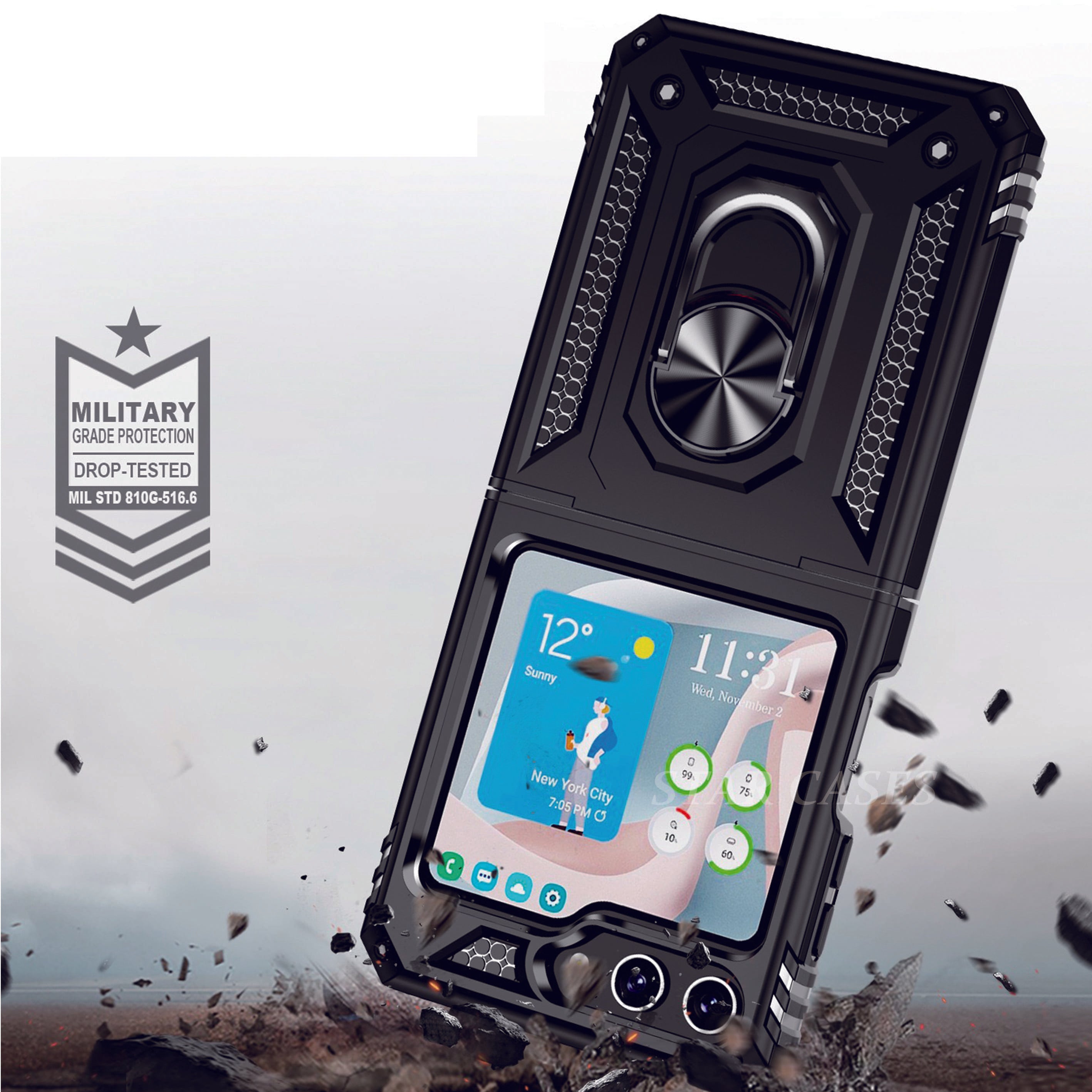 Samsung Z Flip 5 Military Ring Holder Magnetic Case