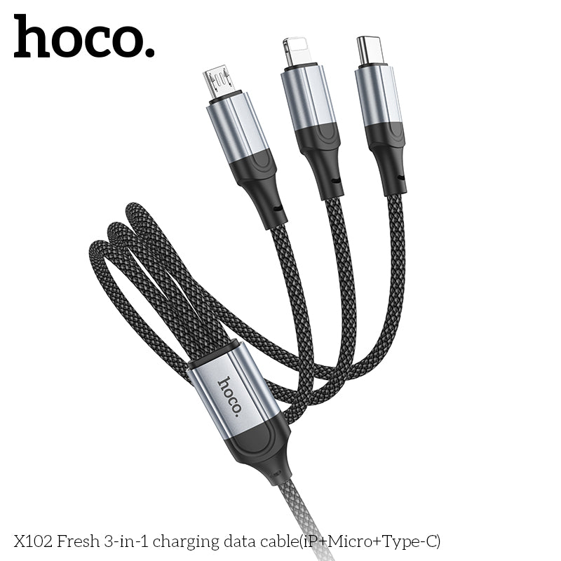 Hoco 3-in-1 USB A to Micro+Type C+Lighting Data Cable