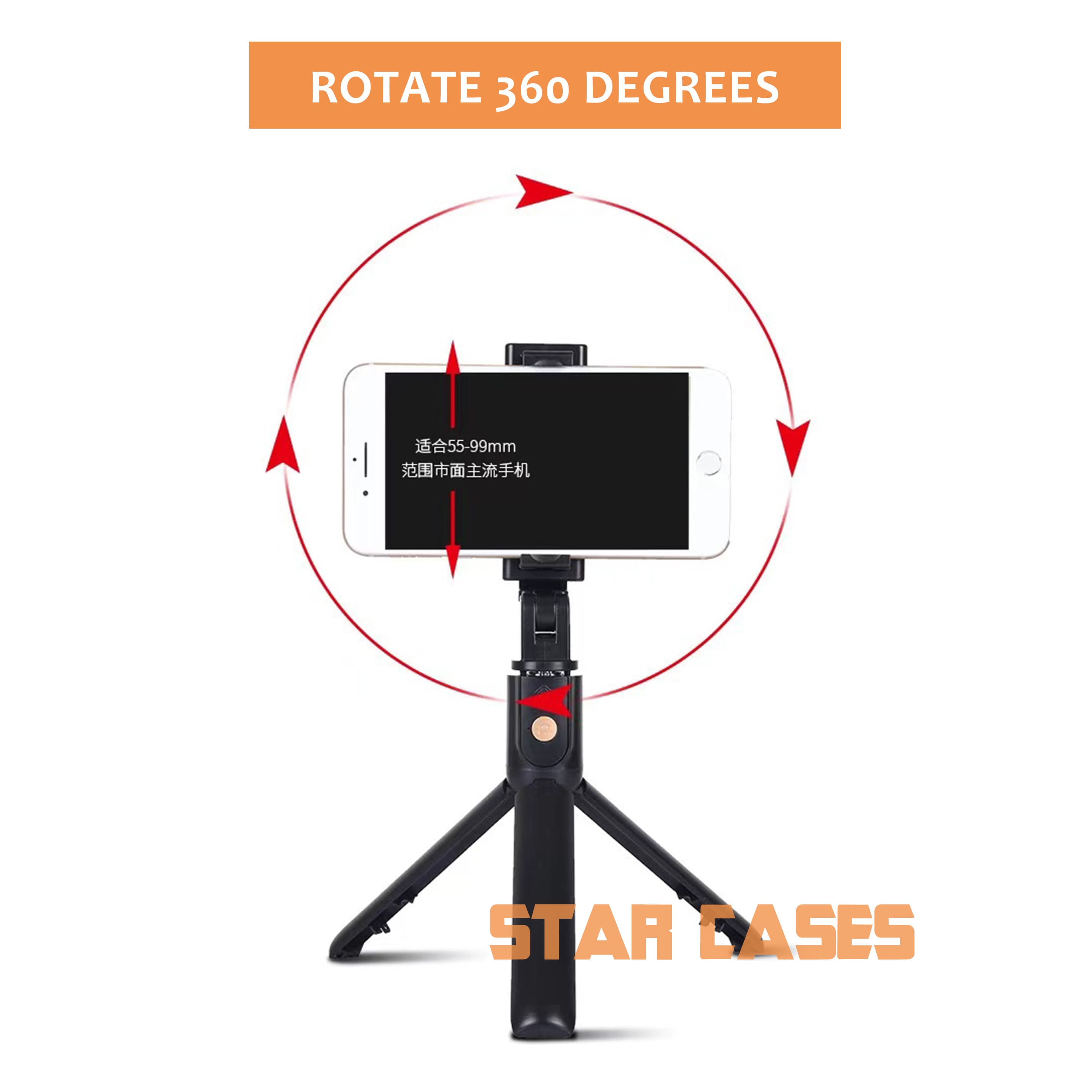 K10S (With Light) Unipod Bluetooth Selfie Stick Tripod