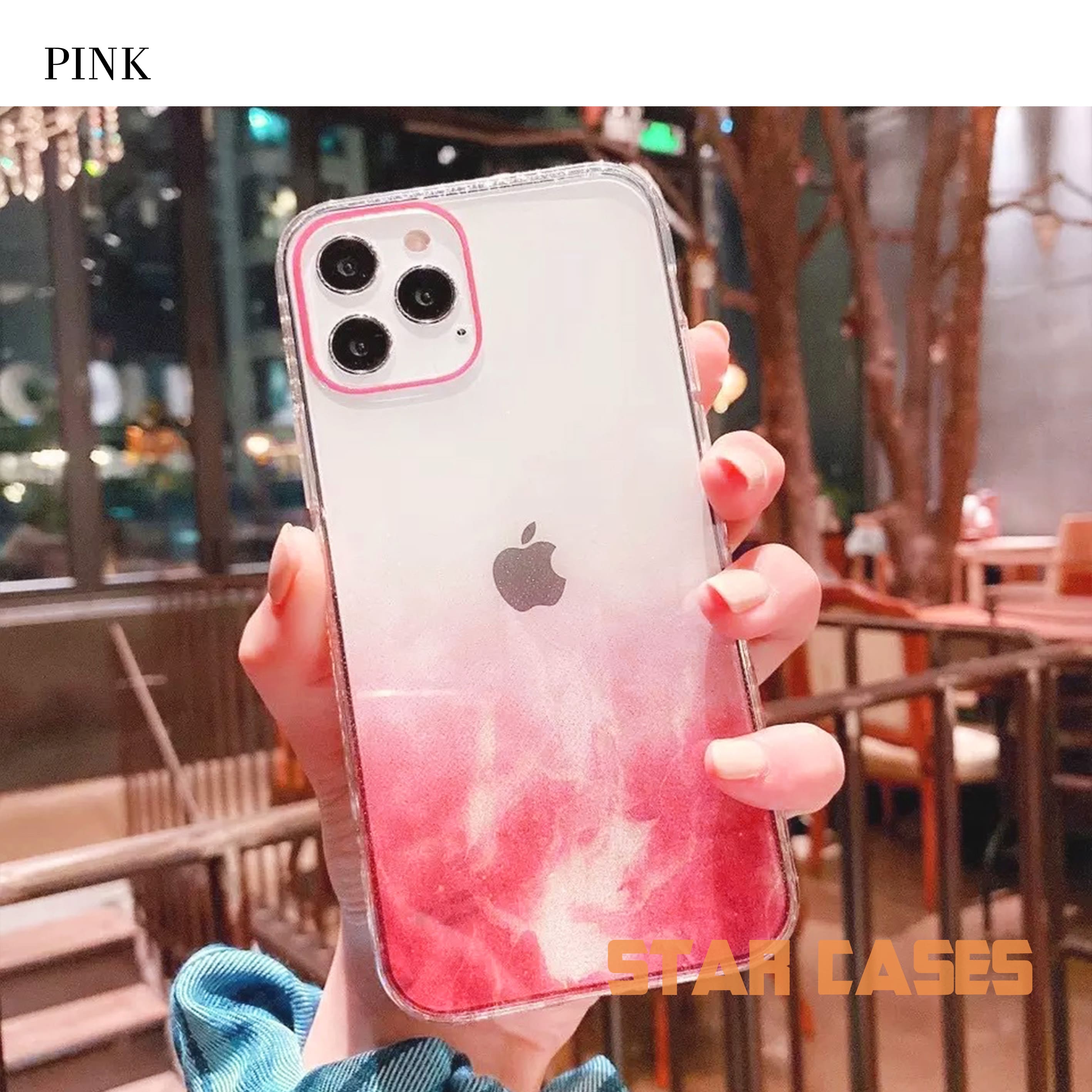 iPhone XsMax Clear Marble Glitter Case