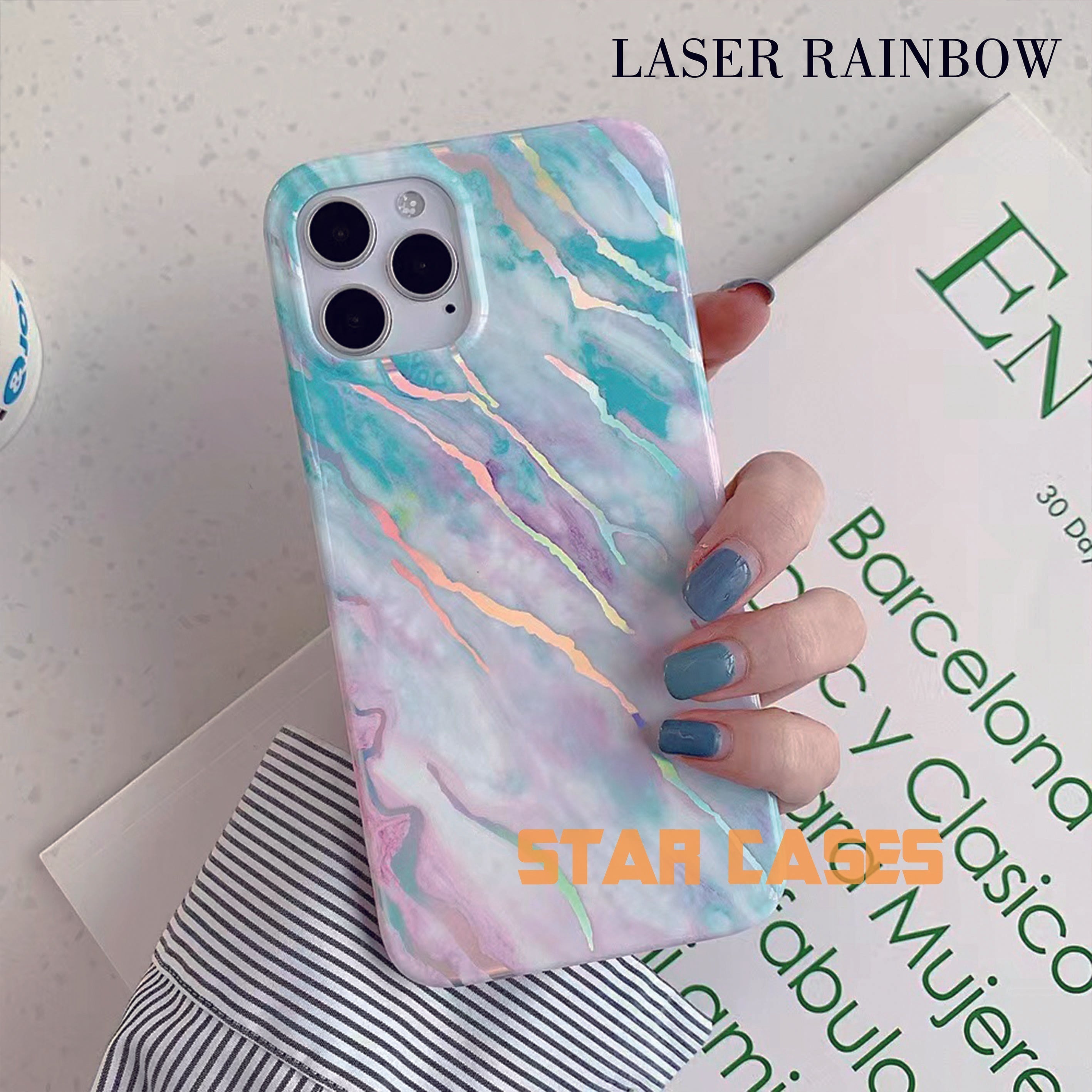 iPhone 14 Plus Laser Marble Soft Case