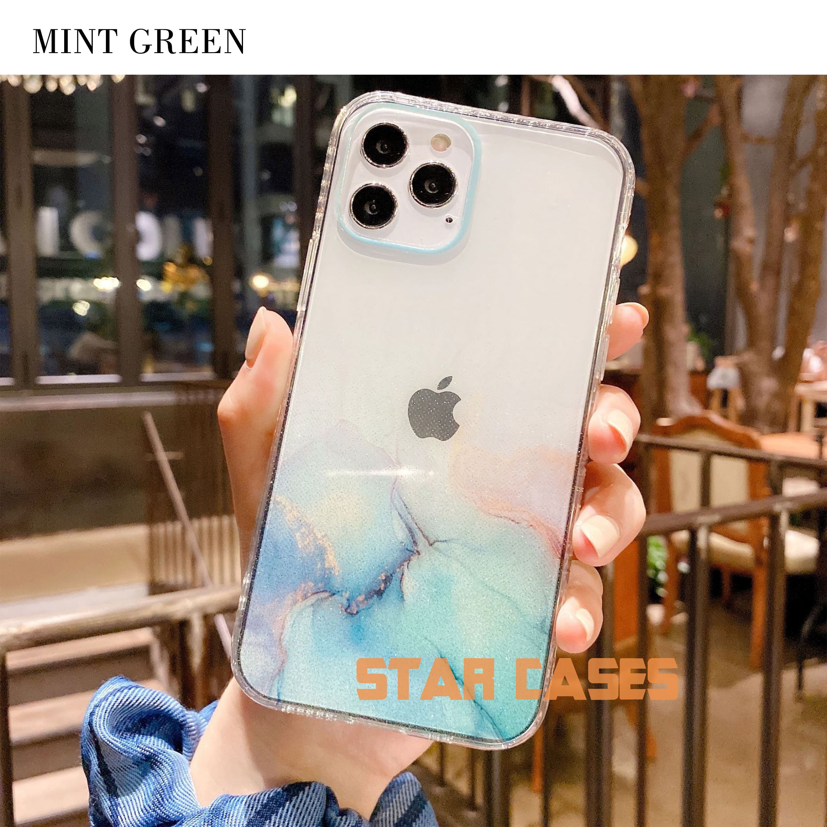 iPhone XR Clear Marble Glitter Case