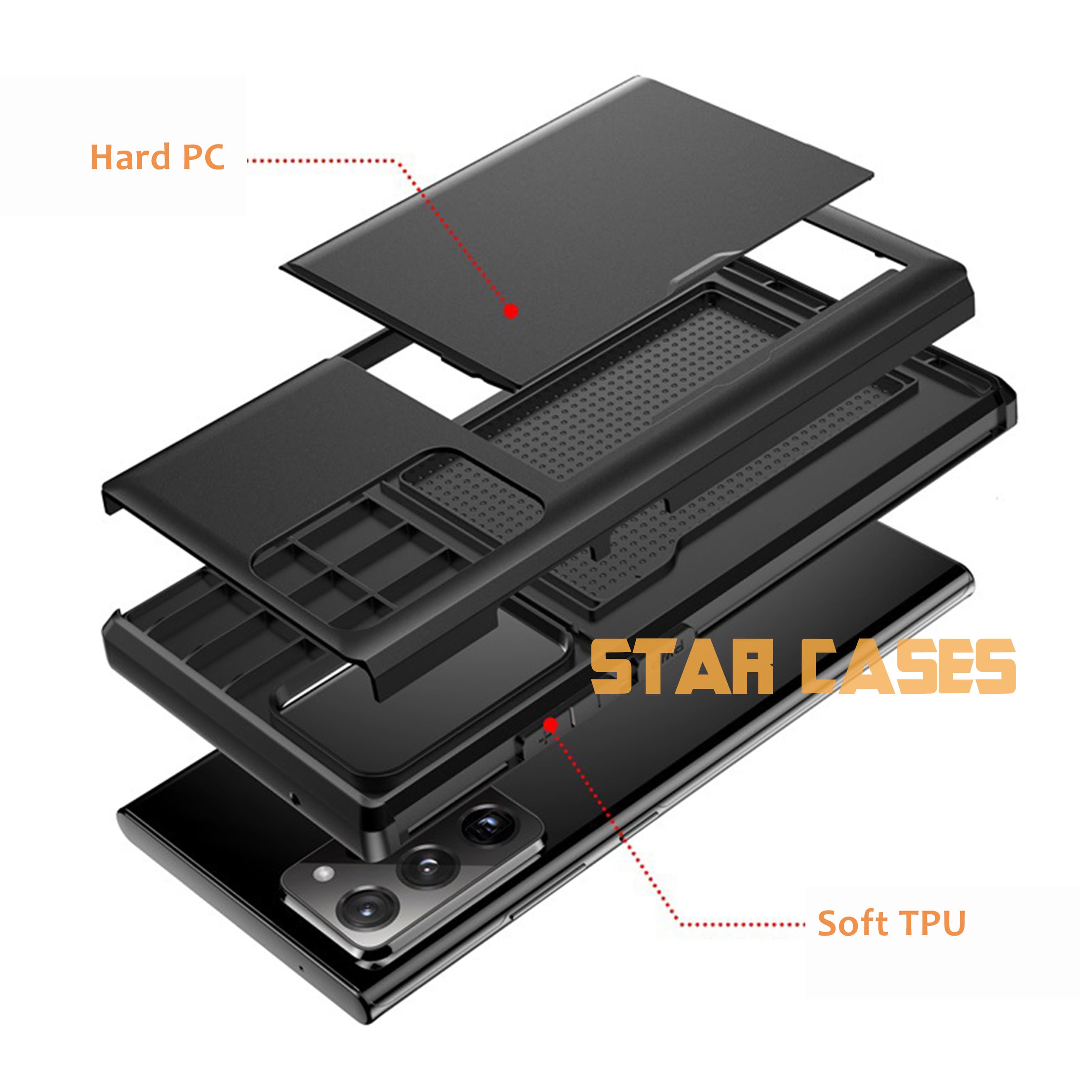 Samsung S20 Heavy Duty Back Slide Card Case