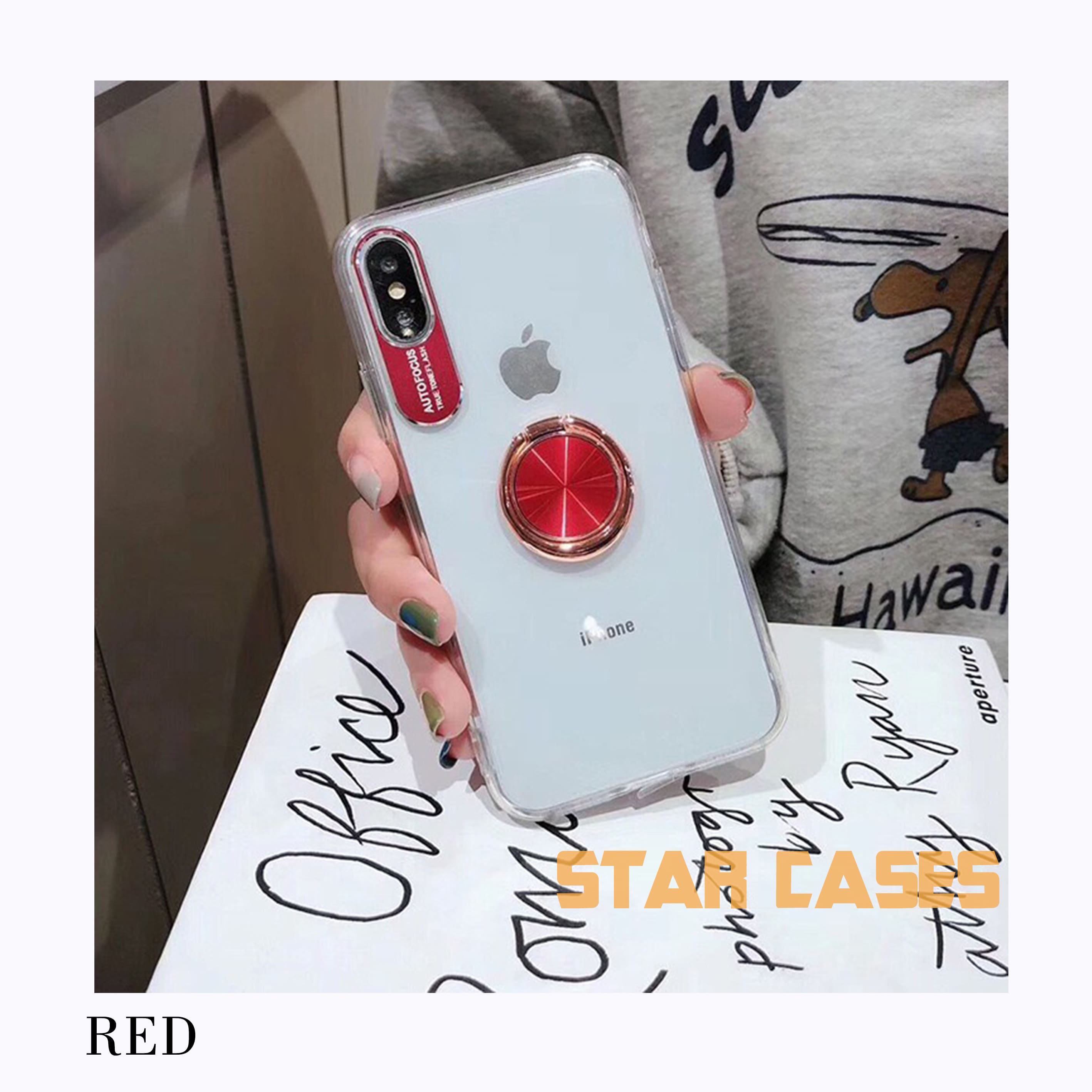 iPhone XR Clear Ring Holder Hard Case