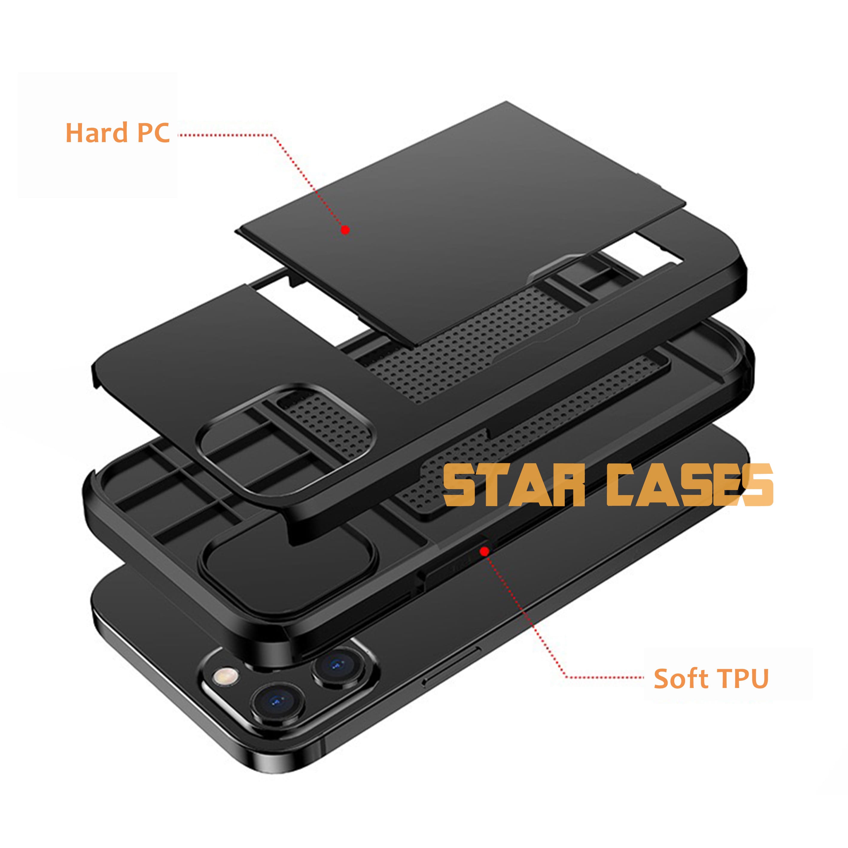 iPhone Xs Max Heavy Duty Back Slide Card Case