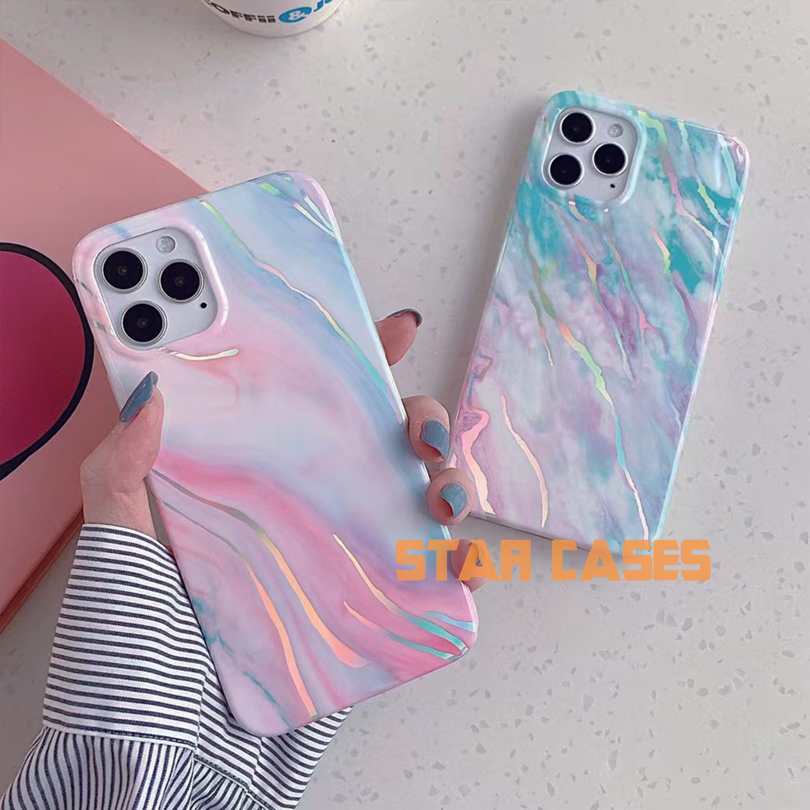 iPhone 14 Plus Laser Marble Soft Case