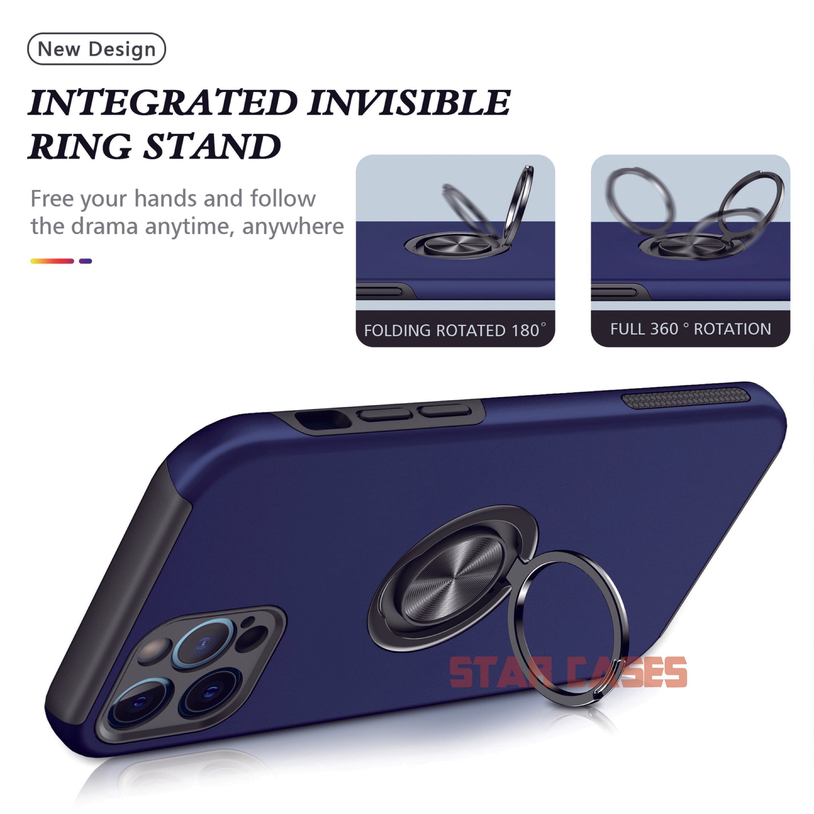 iPhone 15 Pro Shockproof Magnetic Ring Holder Case