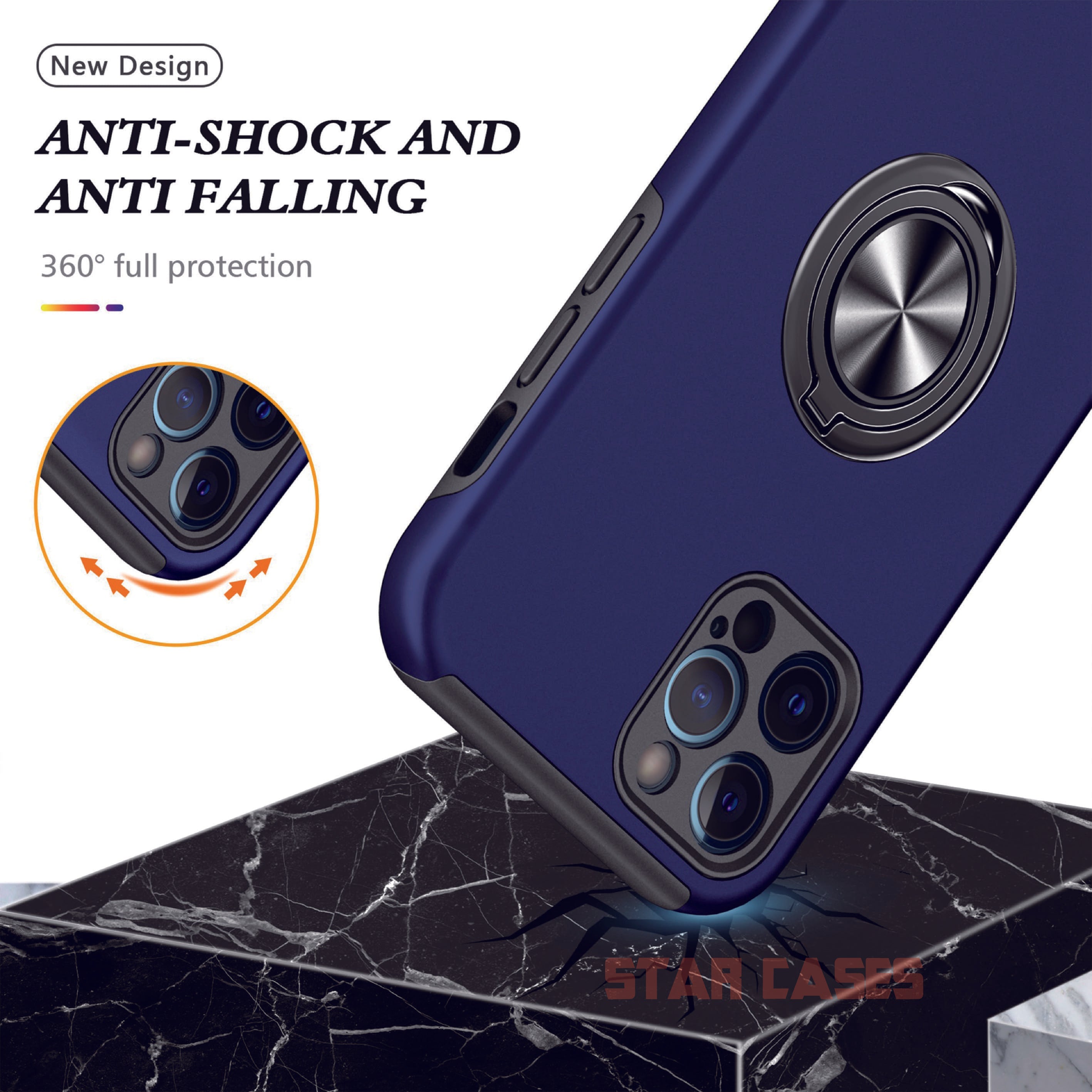 iPhone 7Plus/8Plus Shockproof Magnetic Ring Holder Case