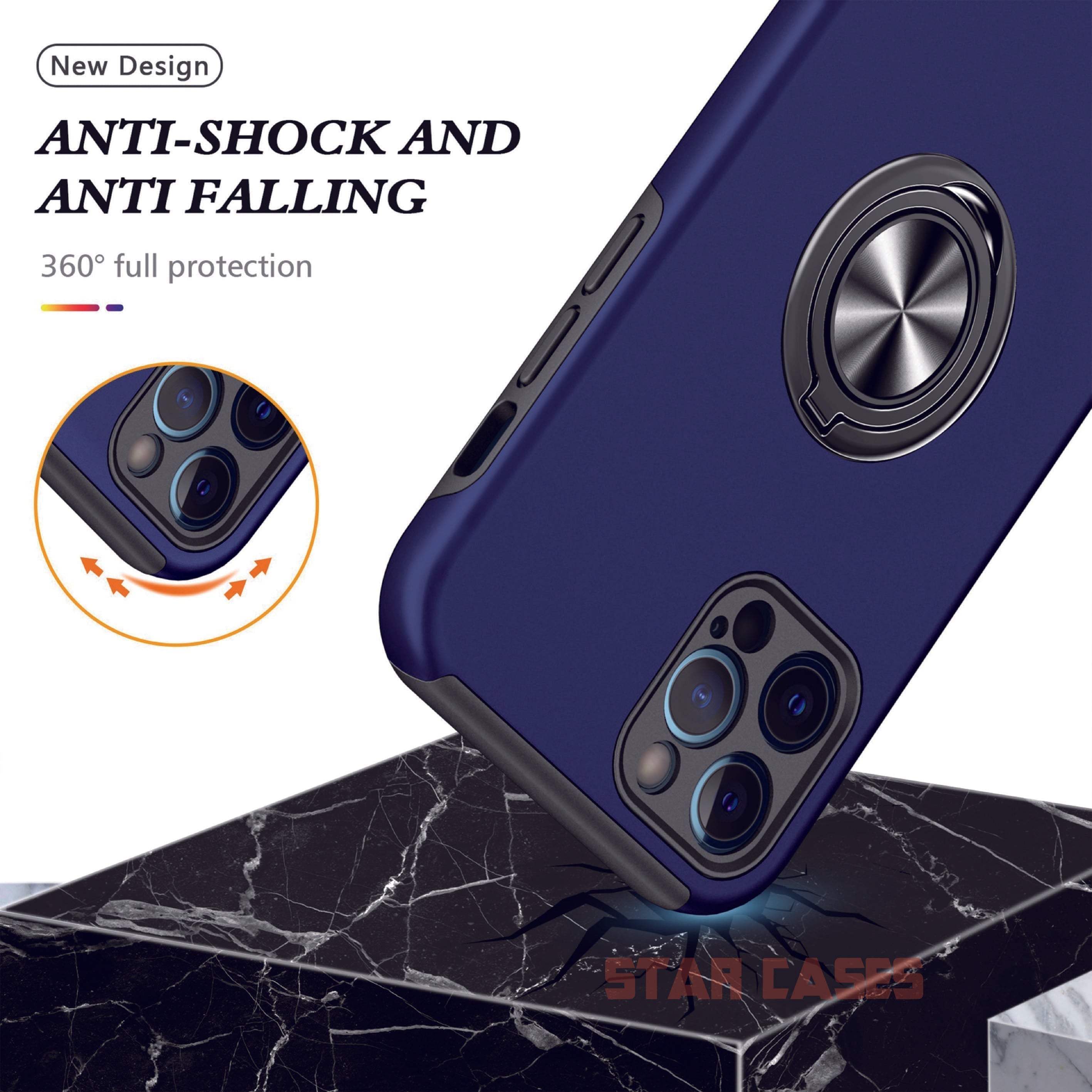 iPhone 15 Pro Shockproof Magnetic Ring Holder Case