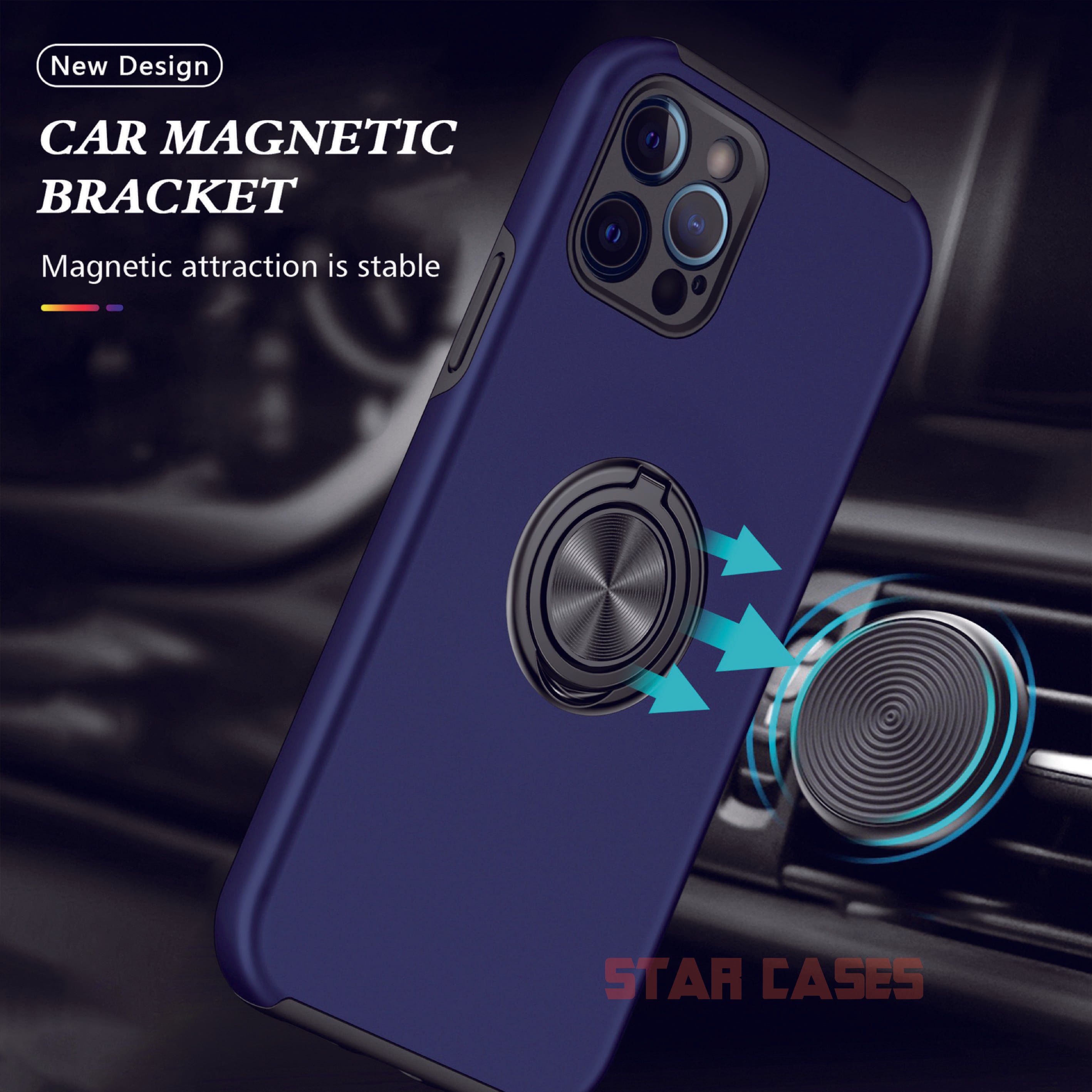 iPhone 15 Shockproof Magnetic Ring Holder Case
