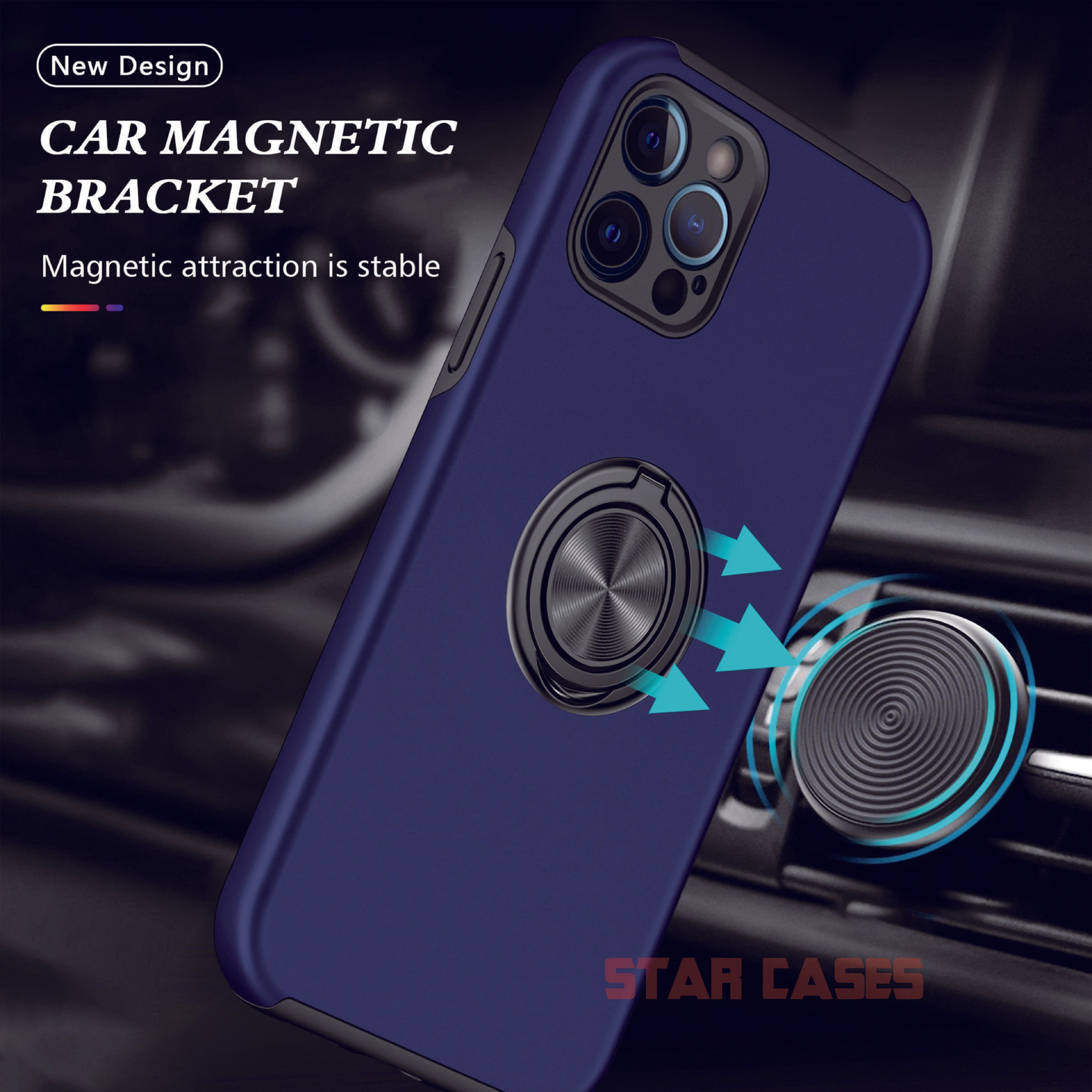 iPhone 14 Shockproof Magnetic Ring Holder Case