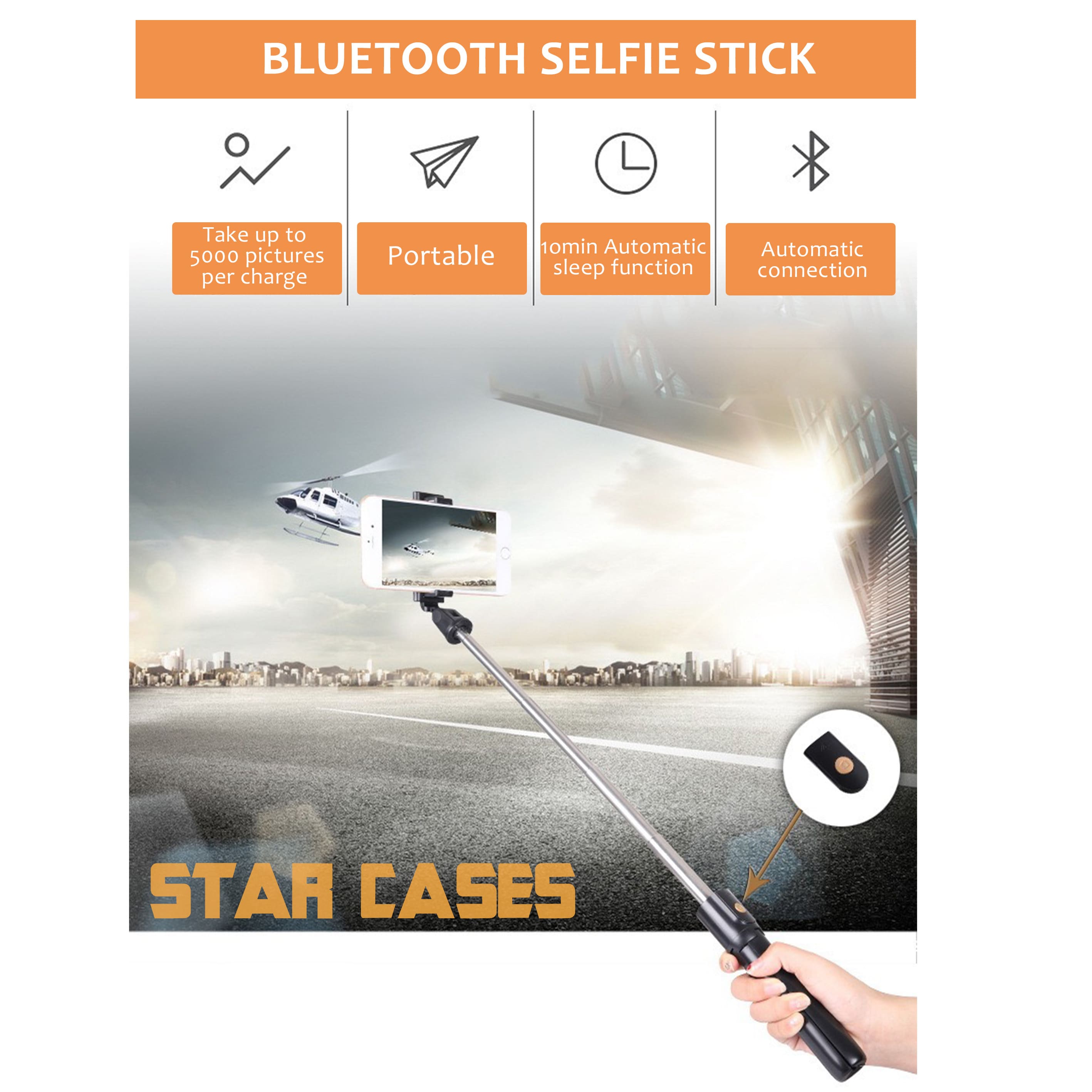 K10 (Without Light) Unipod Bluetooth Selfie Stick Tripod