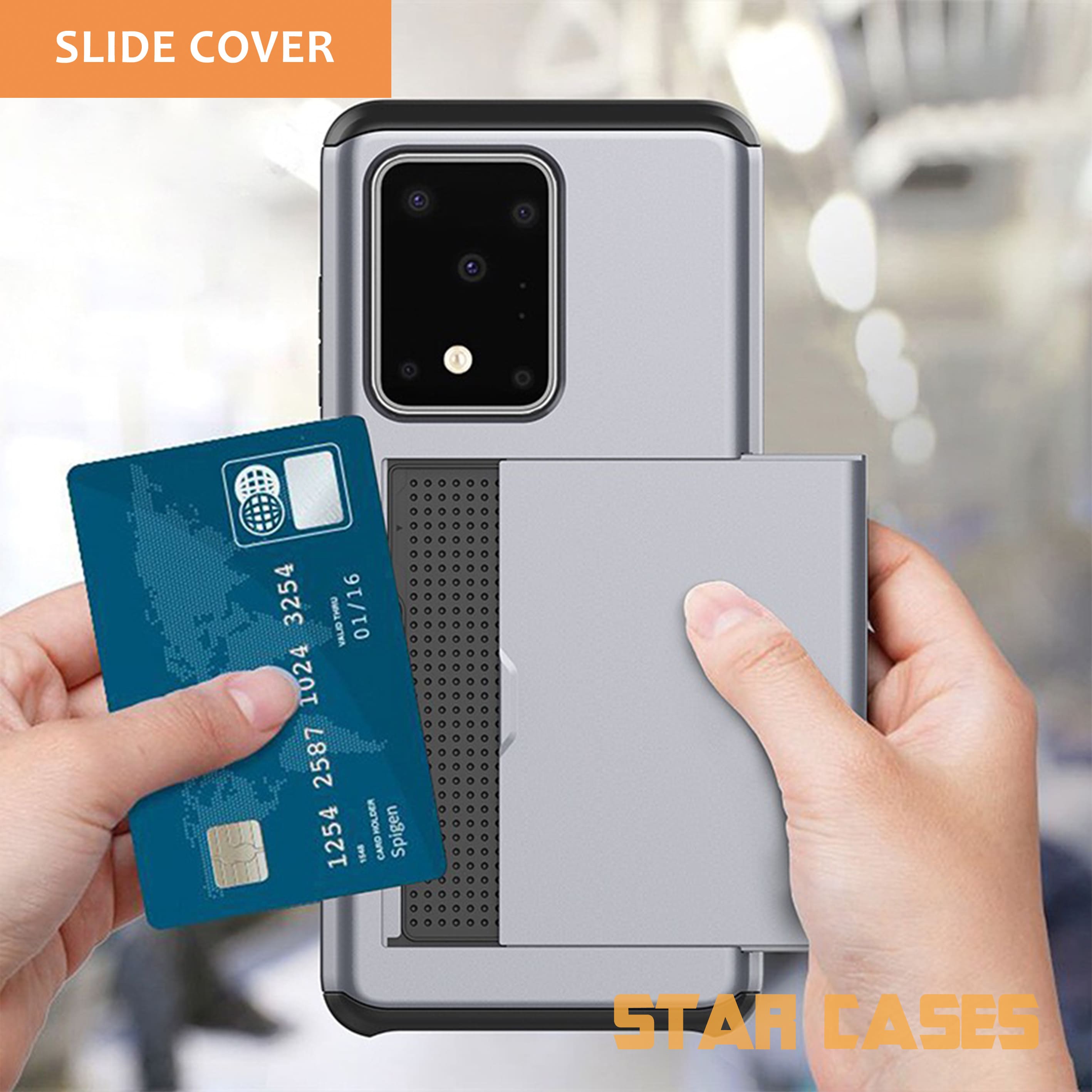 Samsung S20 Heavy Duty Back Slide Card Case