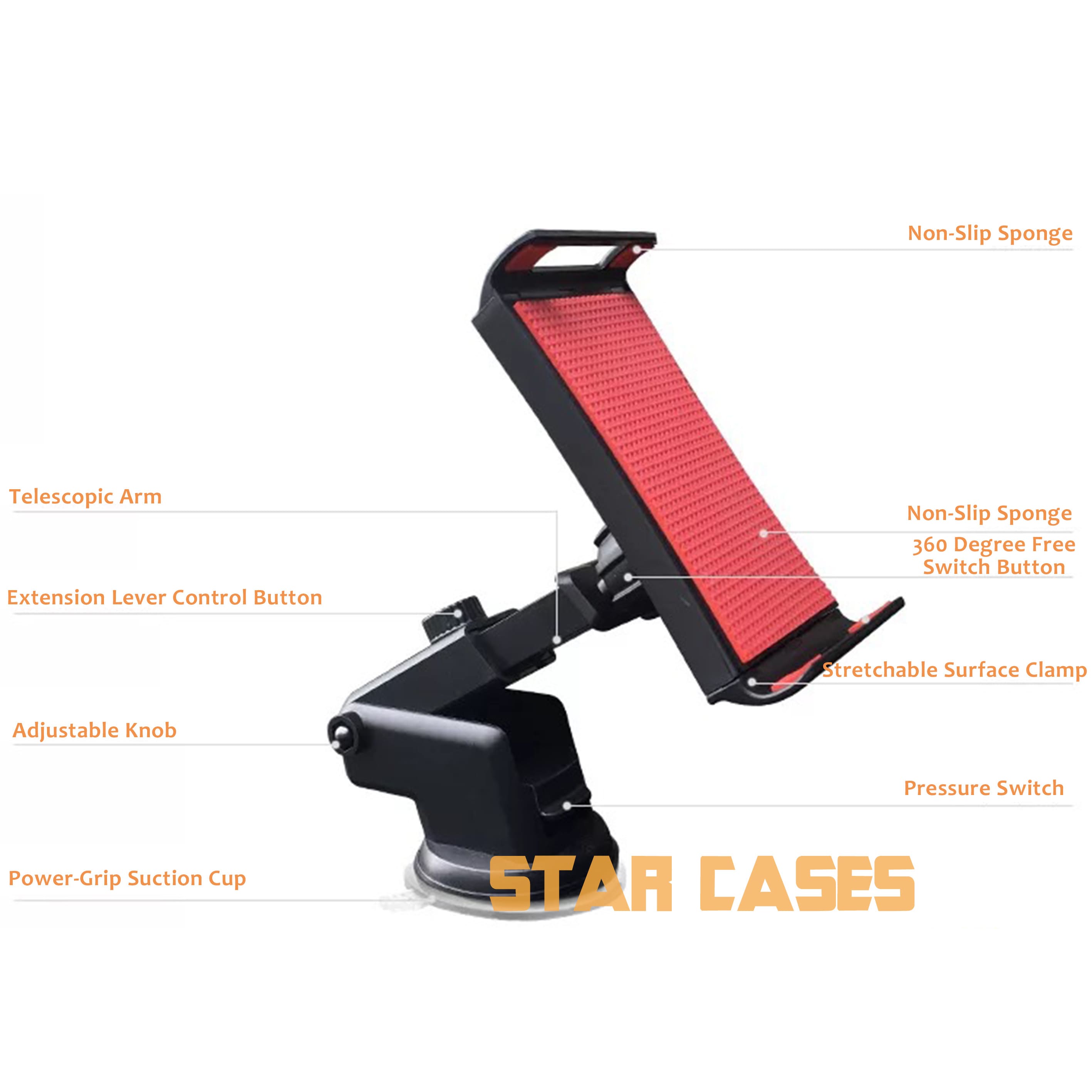 Universal fit Tablet Long Car Holder Mount Dashboard WindShield Stand