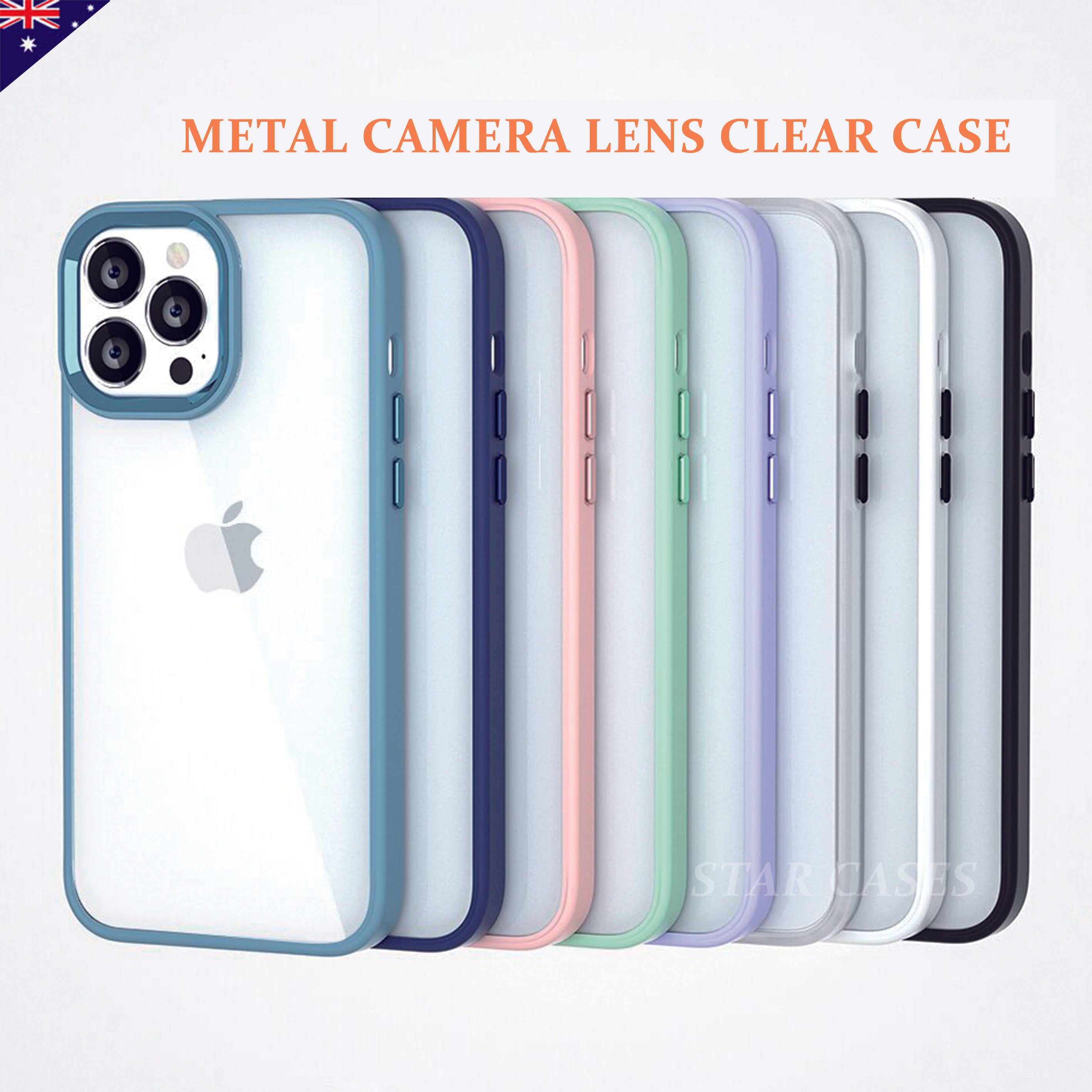 iPhone 15 Plus Hybrid Metal Camera Transparent Case