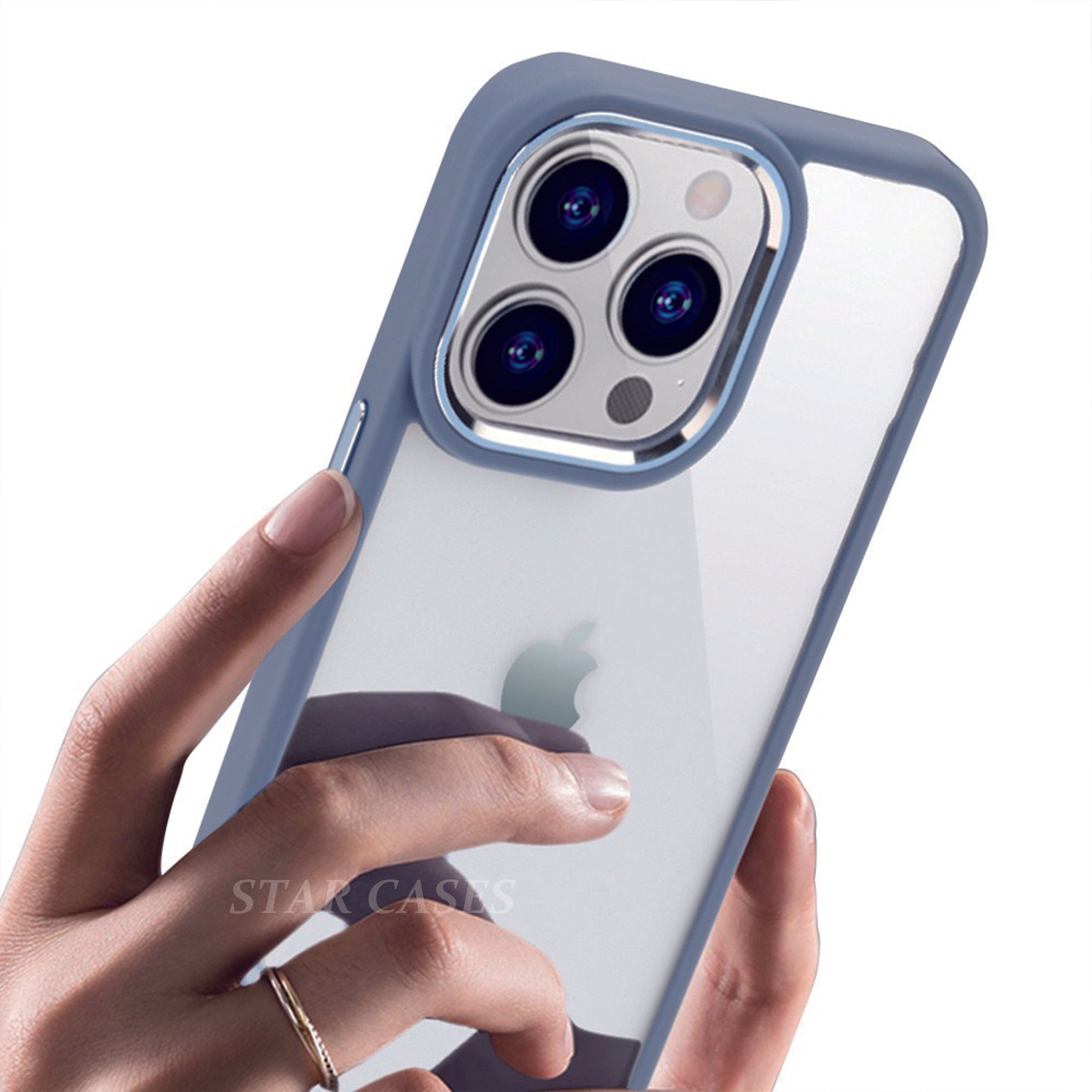 iPhone 14 Pro Hybrid Metal Camera Transparent Case