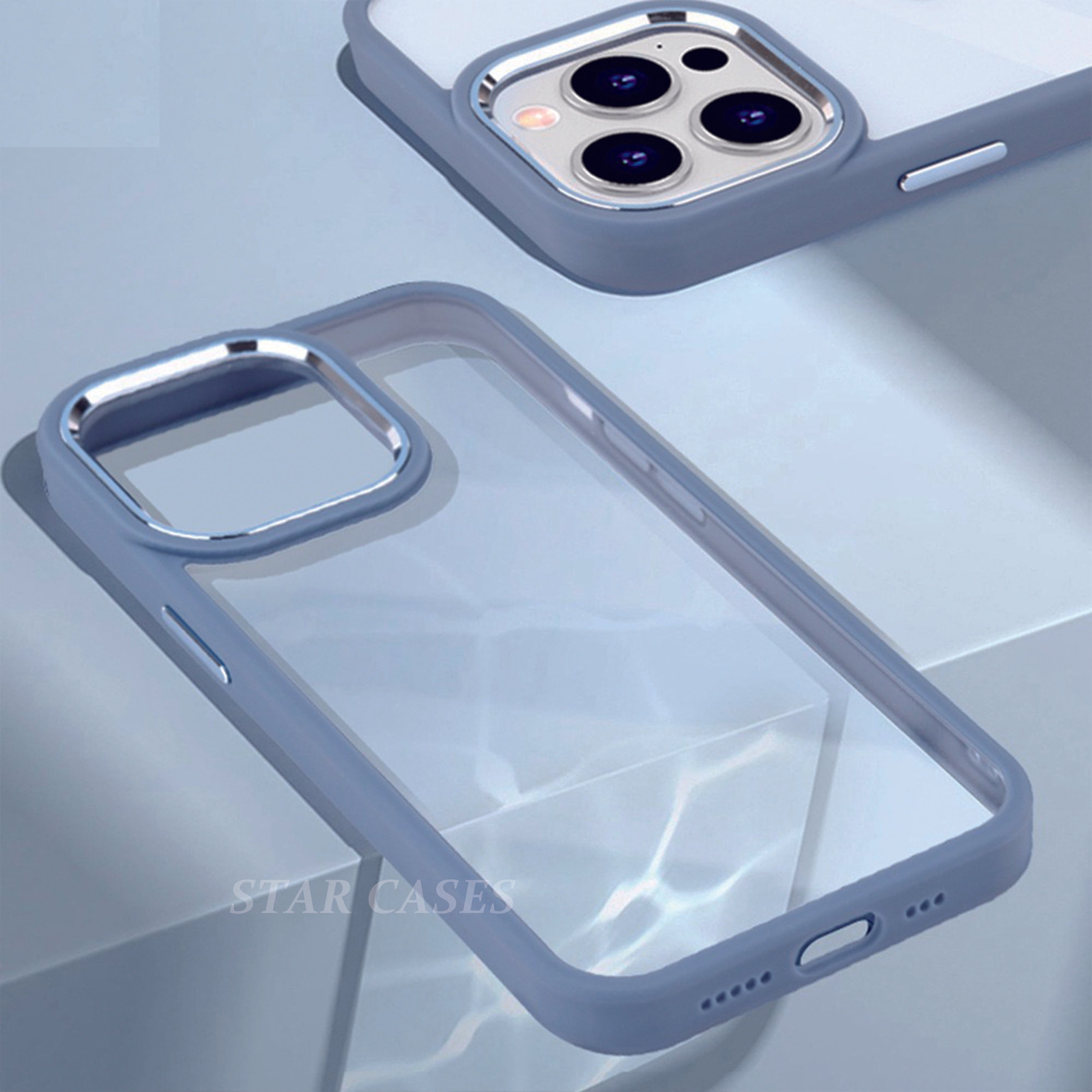 iPhone 15 Plus Hybrid Metal Camera Transparent Case