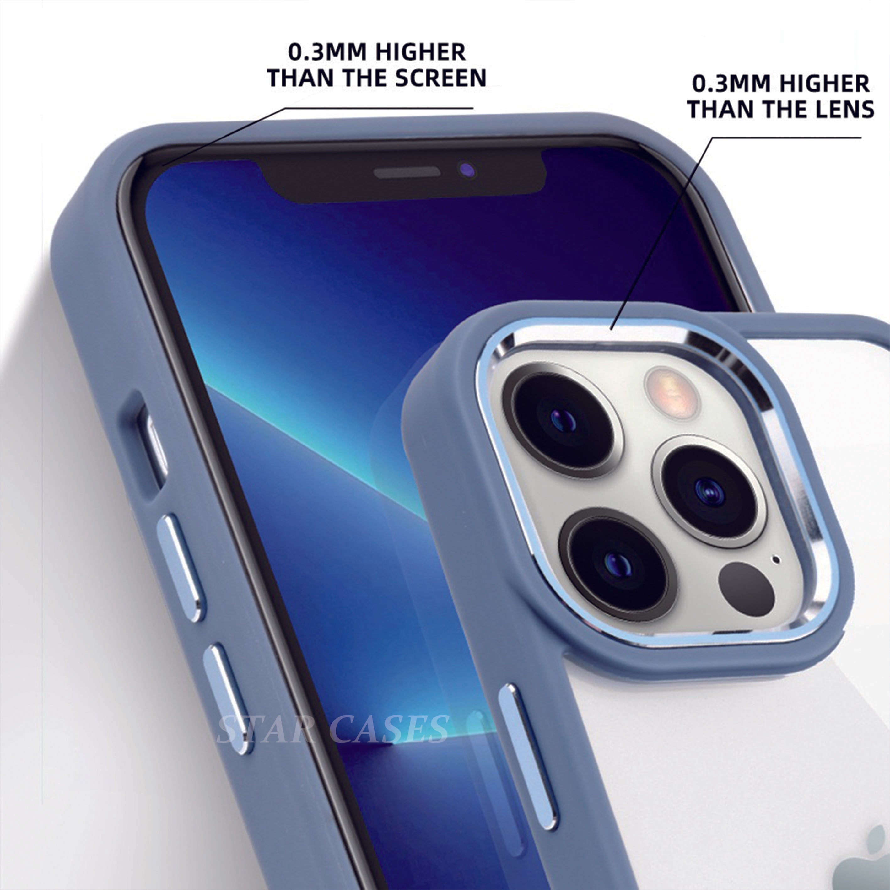 iPhone 14 Plus Hybrid Metal Camera Transparent Case