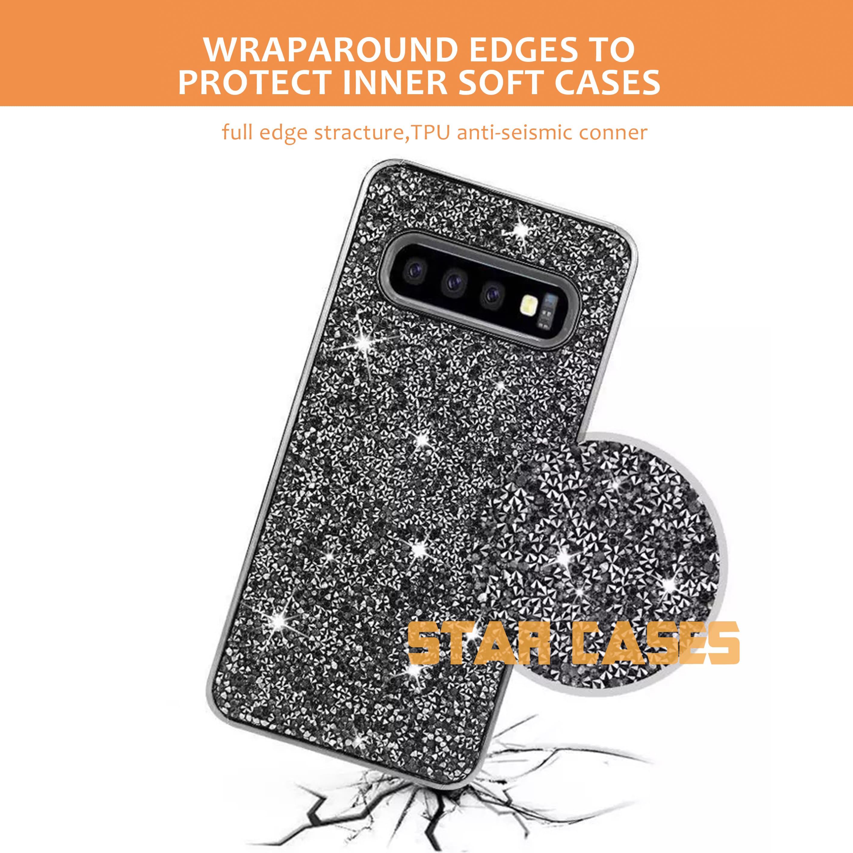 Samsung S10 Plus Sparkling Diamond Shockproof Hard Case